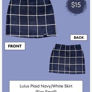 Lulu's Navy and White Plaid Skirt